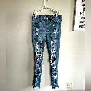 American Eagle Super Destroyed Stretch Skinny Jeans
